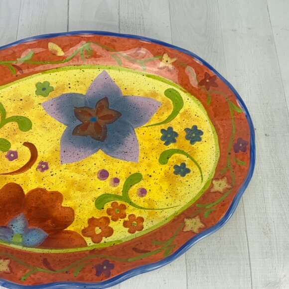 Certified International Sue Zipkin SPICEWOOD Floral Large Oval Serving Platter - Picture 4 of 9